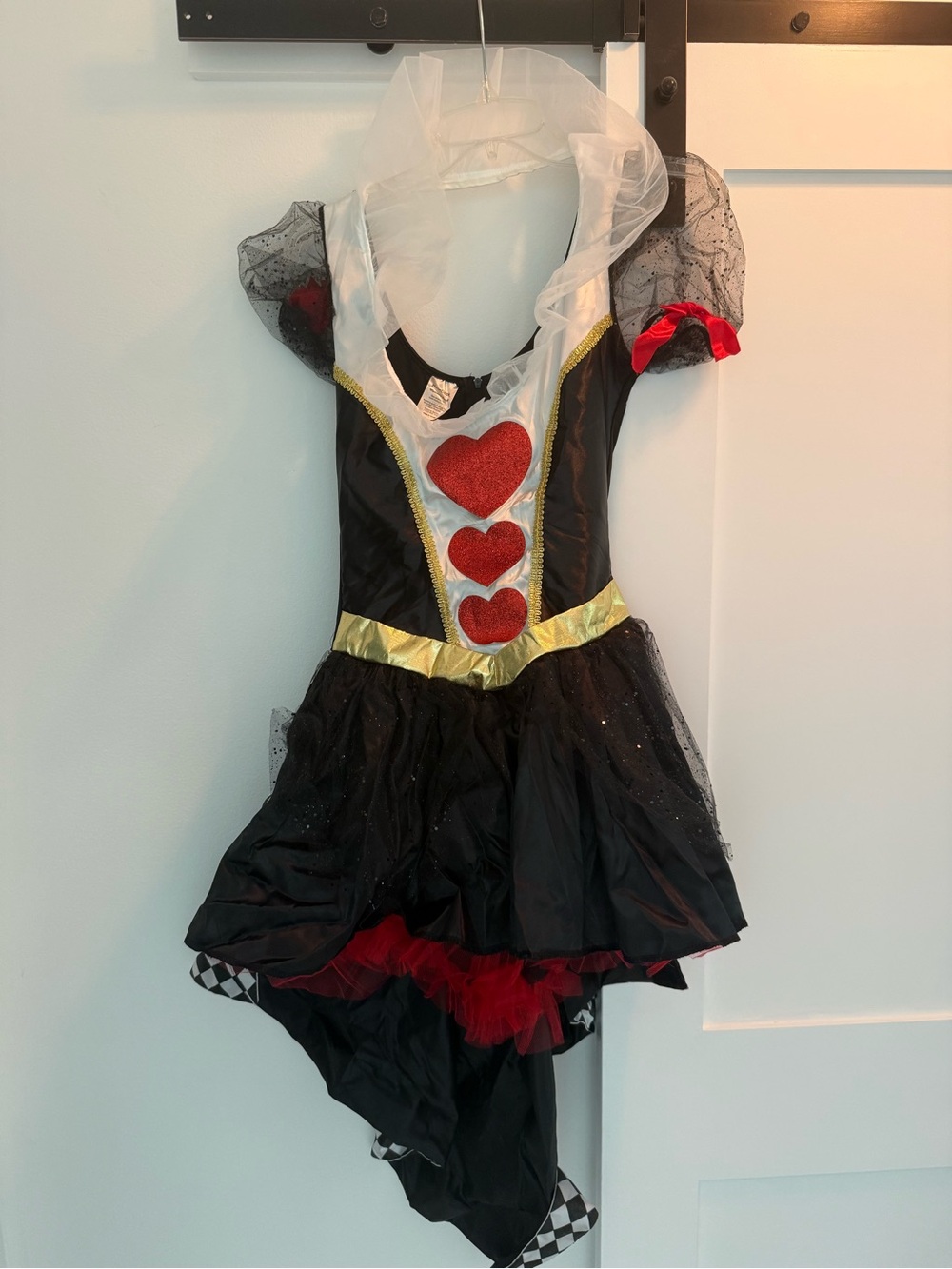 Queen of Hearts Girls Halloween Costume Dress - Black, Red & Gold